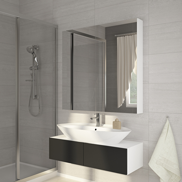 Falra szerelhető fürdőszoba szekrény Della 80 fehér + tükör