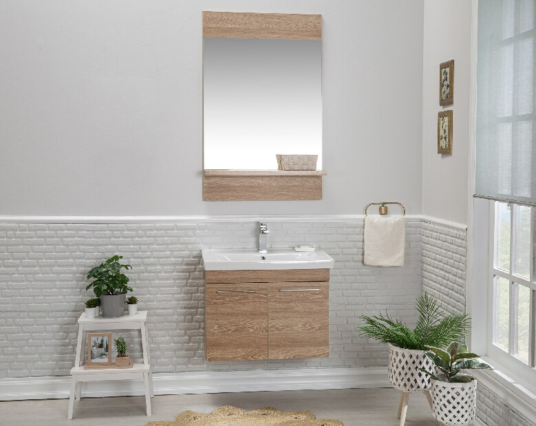 Fürdőszoba bútor Sequin 70 (fehér + tölgy)