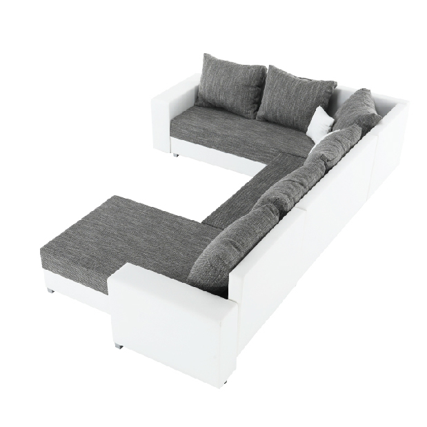 U-alakú sarok kanapé Sergio fehér + szürke (J)