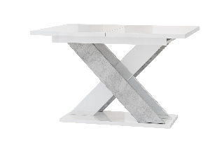 Étkezőasztal Xalin (fényes fehér + kő) (4-6 fő részére)