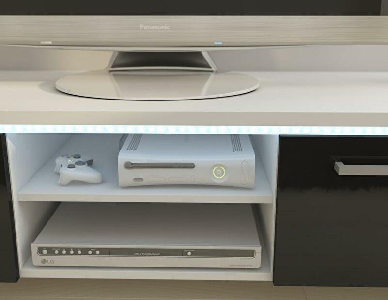 TV asztal/szekrény Helix (fehér + fényes fekete)
