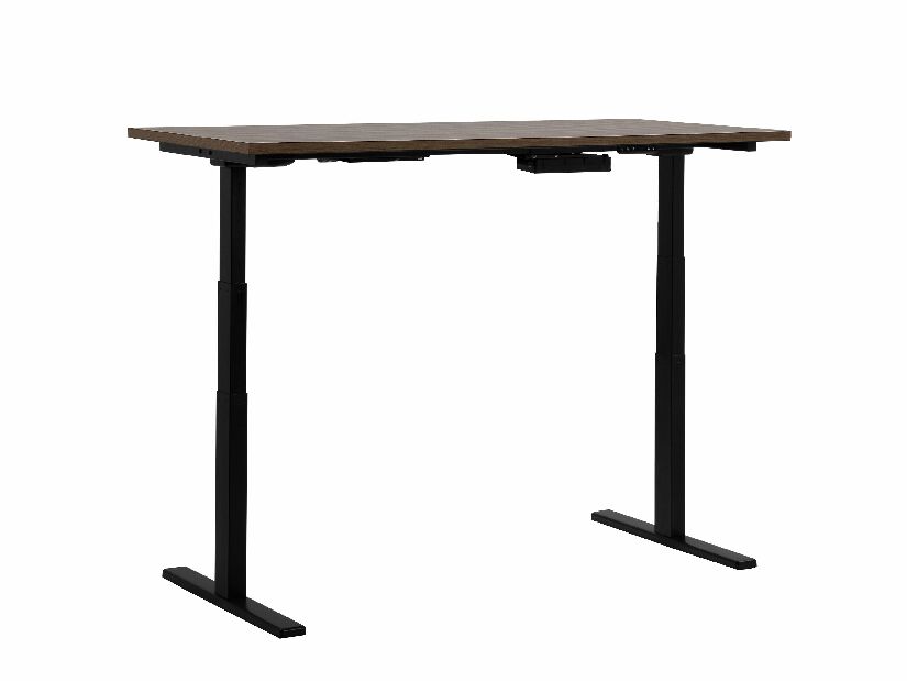 Íróasztal UPPER II (130 x 72 cm) (MDF) (sötét fa + fekete) (el. beállítható)