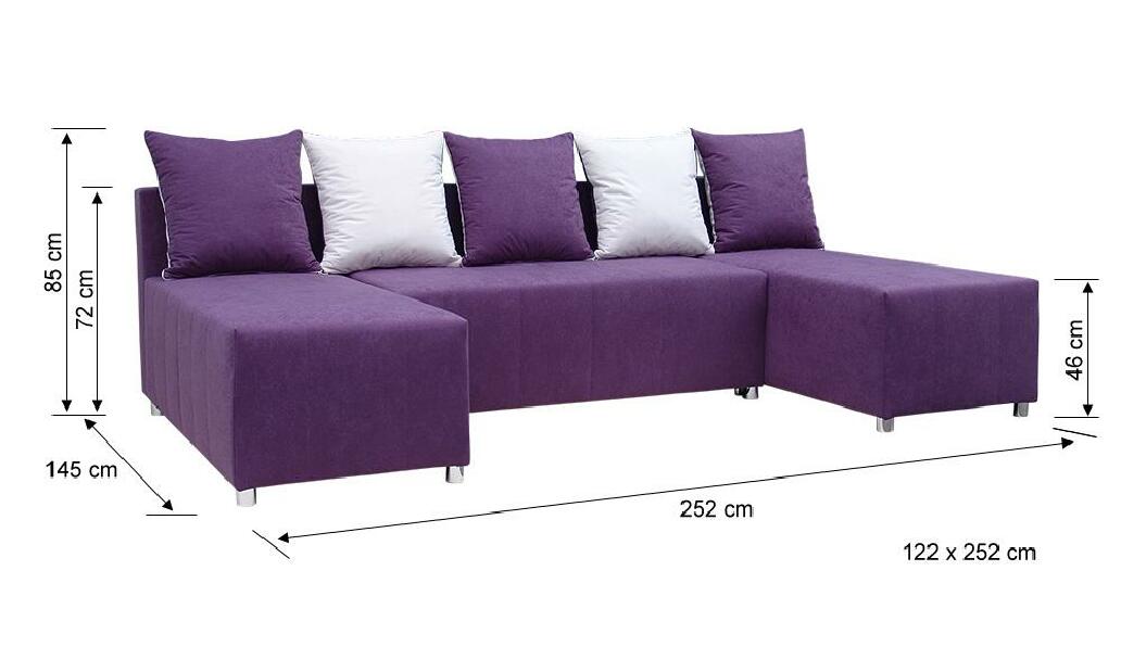 U-alakú sarok kanapé Brigid U (rózsaszín + párnák)