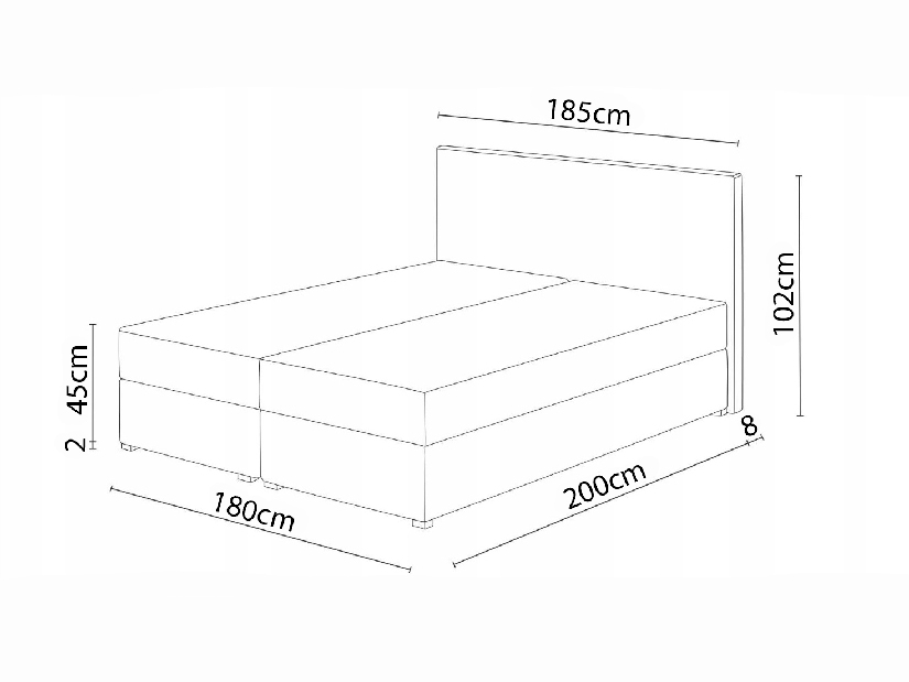 Franciaágy Boxspring 180x200 cm Karum (ágyráccsal és matraccal) (bézs)