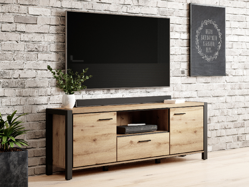 TV asztal/szekrény Armin Typ 41 (taurus tölgy + matt fekete)