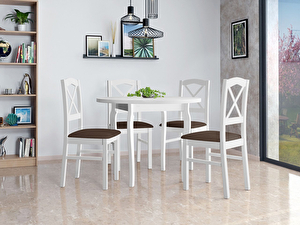 Kerek asztal 4 székkel AL55 Mirjan Axel (fehér + sárga)