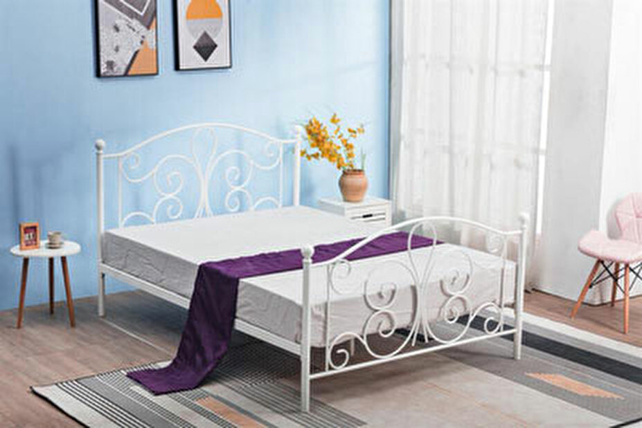 Egyszemélyes ágy 90 cm Patience (matrac nélkül) (fehér)