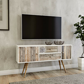 TV asztal/szekrény Odin (fehér + dió)