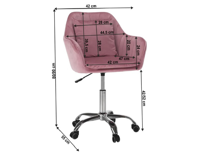 Irodai szék Siegen (rózsaszín + króm)