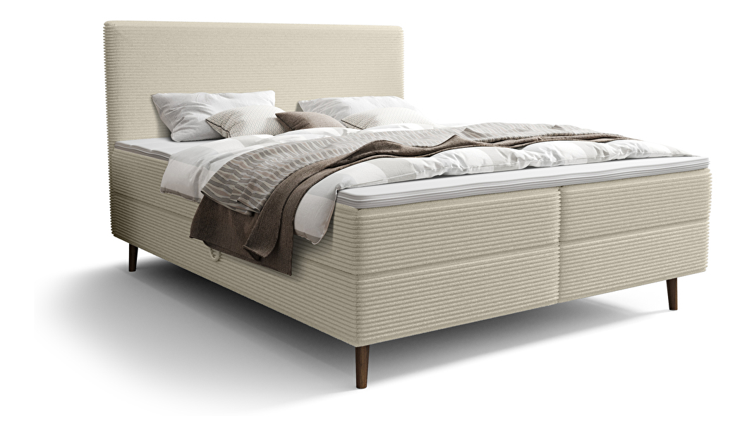 Egyszemélyes ágy 120 cm Napoli Comfort (krém) (ágyráccsal, tárolóhellyel)