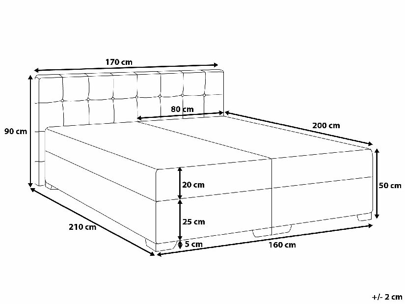 Franciaágy Boxspring 160 cm ADIR (matracokkal) (szürke)