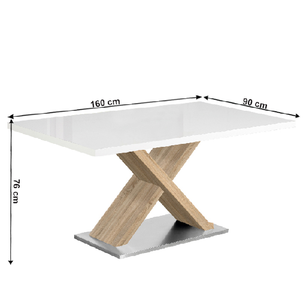 Étkezőasztal 160 cm Farni (fehér + sonoma tölgy) *kiárusítás