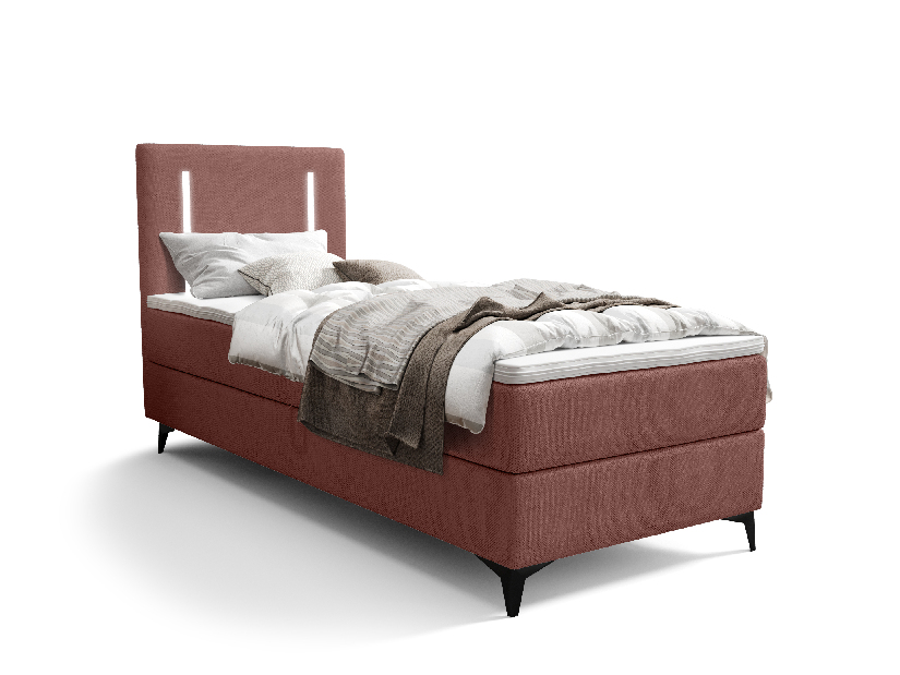 Egyszemélyes ágy 80 cm Ortega Bonell (terakotta) (ágyráccsal, tárolóhellyel) (LED világítás)