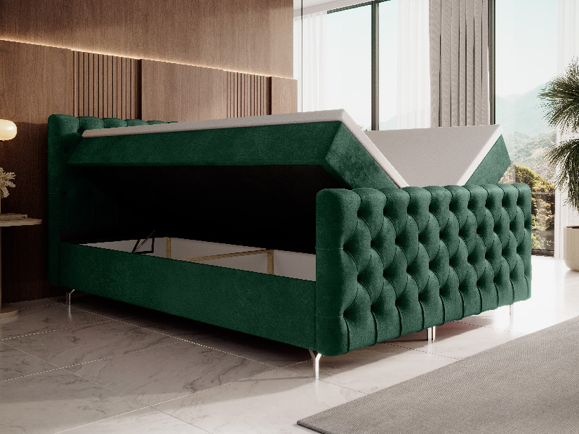 Egyszemélyes ágy 120 cm Clinton Comfort (smaragd) (ágyráccsal, tárolóhellyel)