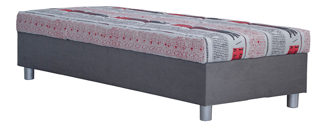 Egyszemélyes ágy (dívány) 90 cm Inez (szürke + Madrid 071-50) poliuretán matraccal) (tárolóhellyel)