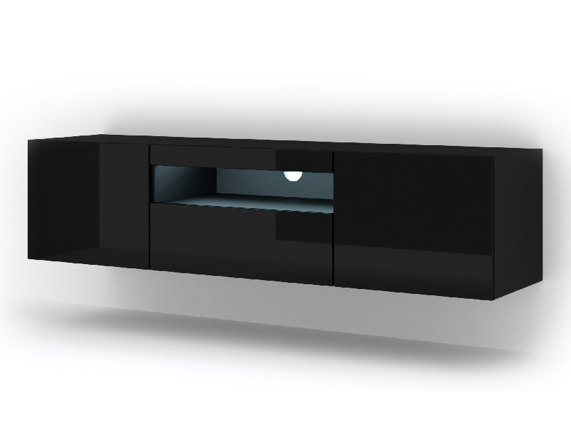 TV asztal/szekrény Aurora (fényes fekete) (LED)
