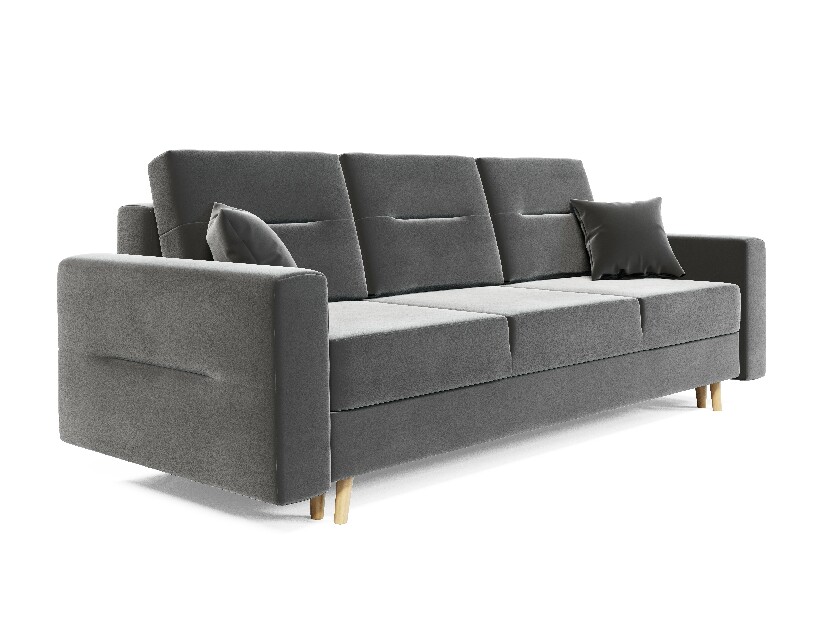 Szétnyitható kanapé Bergenia (szürke + sivé párnák)