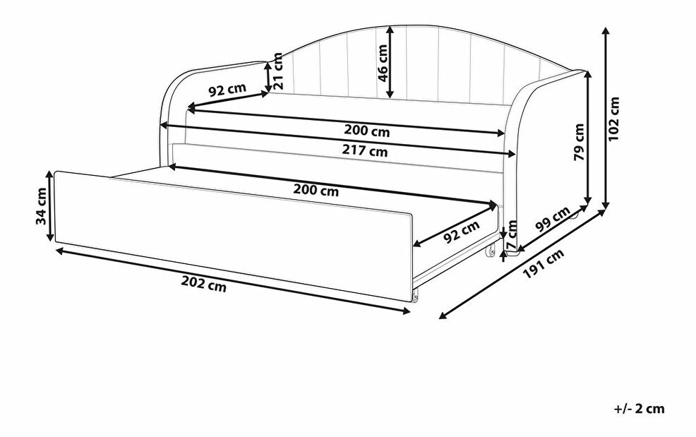 Egyszemélyes ágy 200 x 90 cm Marza (rózsaszín)