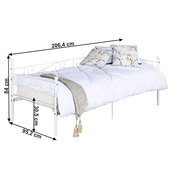 Egyszemélyes ágy 90 cm Rossa (ágyráccsal) (fehér)
