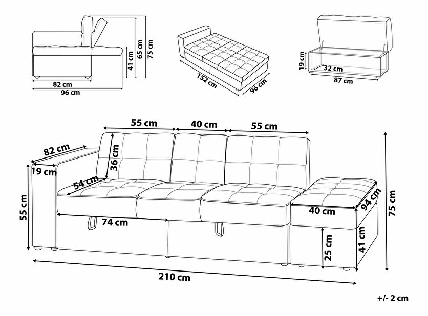 Háromszemélyes kanapé Farsund (bézs) (tárolóhellyel)