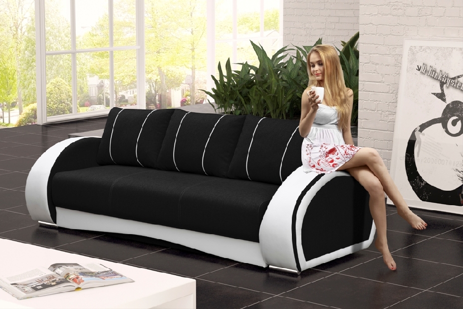 Háromszemélyes kanapé Cario (fekete + fehér)