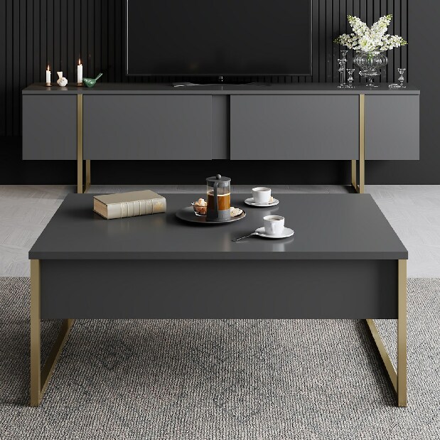 TV asztal/szekrény Luna (antracit + arany)