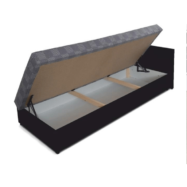 Egyszemélyes ágy (dívány) 80 cm Jeannine (szürke + fekete) (tárhellyel) (B) *bazár