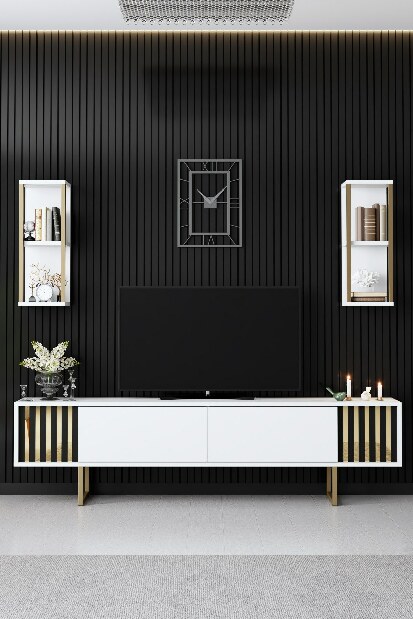 TV asztal/szekrény Golden (fehér + fekete)