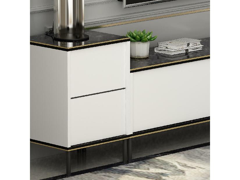 TV asztal/szekrény Iris (fehér + fekete + arany)