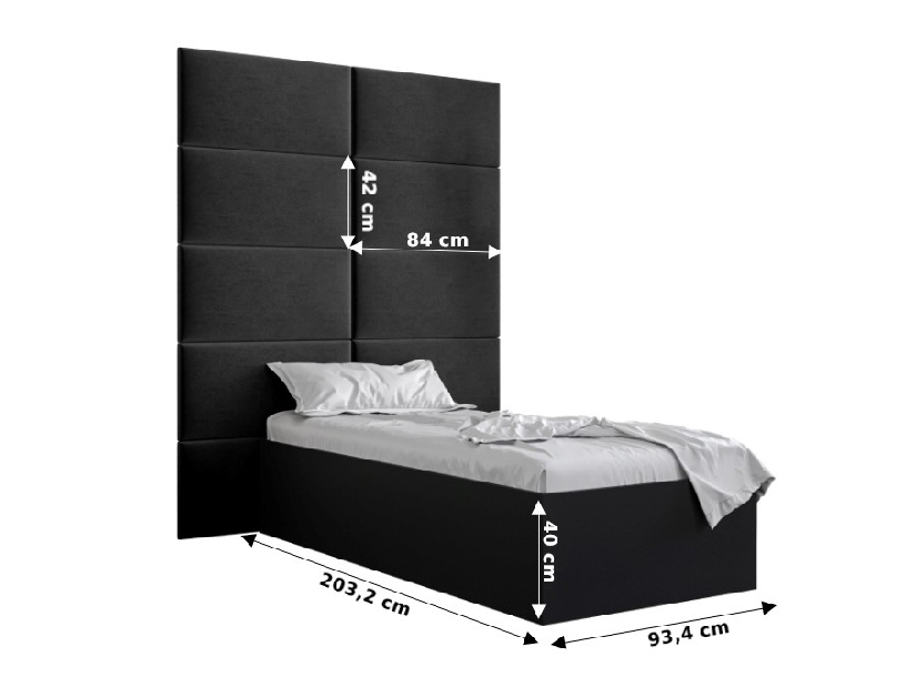 Egyszemélyes ágy kárpitozott fejtámlával 90 cm Brittany 1 (matt fehér + rózsaszín) (ágyráccsal)