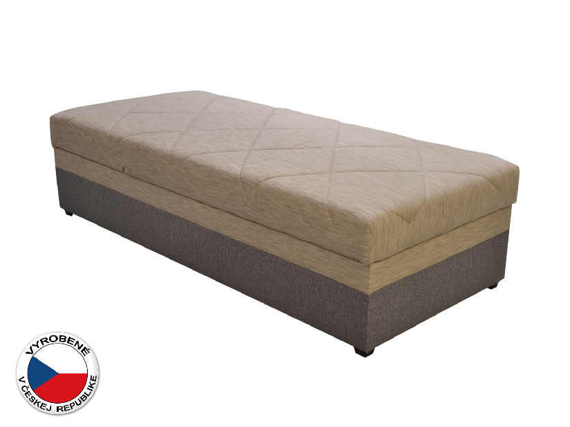 Egyszemélyes ágy (heverő) 90 cm Evelina (bézs + barna) (ágyráccsal és matraccal)