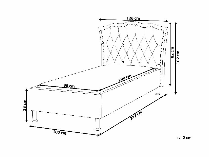 Egyszemélyes ágy 90 cm MATH (ágyráccsal és tárolóhellyel) (szürke)