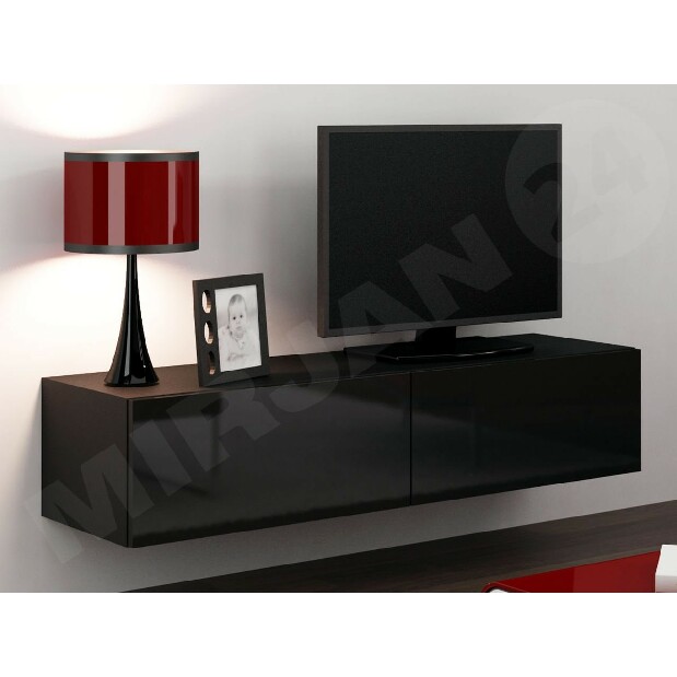 TV asztal/szekrény Mirjan Zylia 140 (fekete + fényes fekete)
