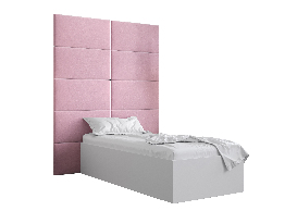 Egyszemélyes ágy 90 cm Brittany 1 (matt fehér + rózsaszín)