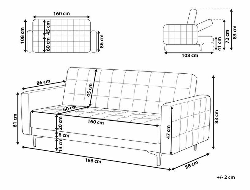 Háromszemélyes kanapé Aberlady (világosszürke)
