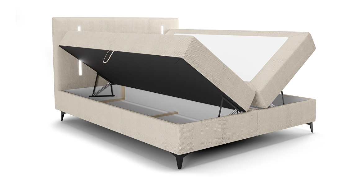 Franciaágy 180 cm Ortega Comfort (terakotta) (ágyráccsal és matraccal, és tárolóhellyel) (LED világítással)