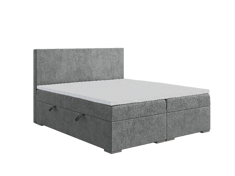 Franciaágy Boxspring 140 cm Lemmy (beton) (matraccal és tárolóhellyel)