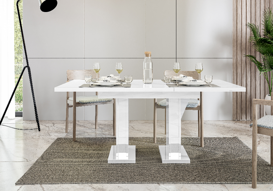 Étkezőasztal Gilnar (fényes fehér) (4-6 fő részére)