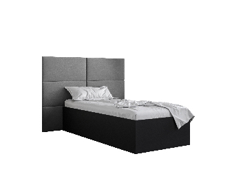Egyszemélyes ágy kárpitozott fejtámlával 90 cm Brittany 2 (matt fekete + szürke) (ágyráccsal)