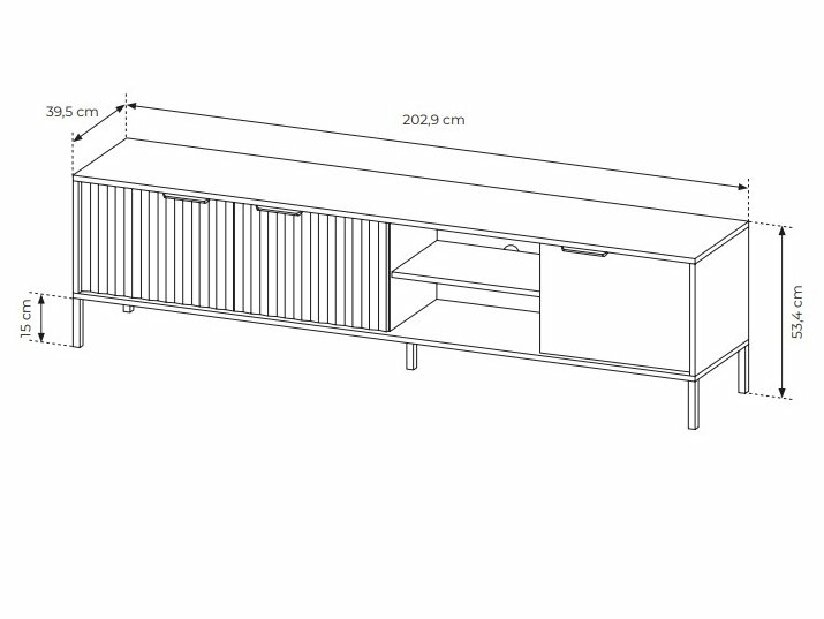TV asztal/szekrény Rastafa 203 3D (viking tölgy + bézs)