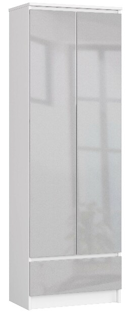 Polcos szekrény Renzo (fehér + fémes fényű)
