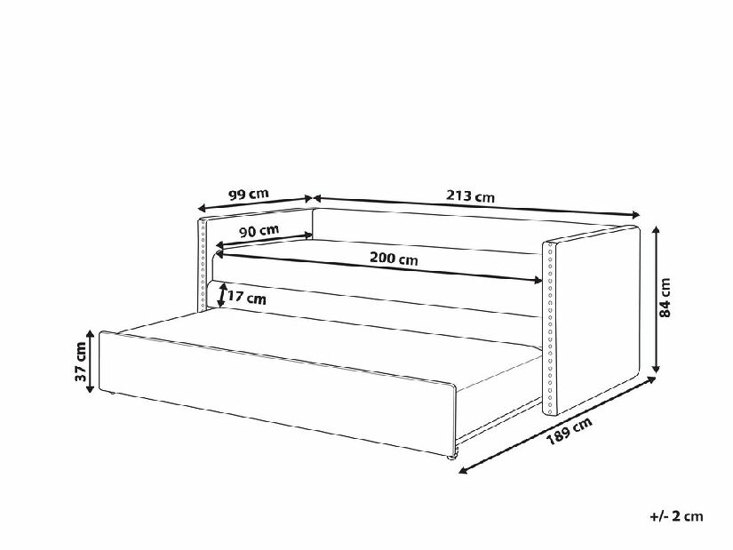 Egyszemélyes ágy 80 cm Clinton Bonell (bézs) (ágyráccsal és matraccal, és tárolóhellyel)