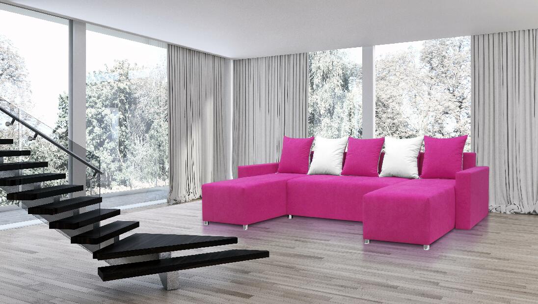 U-alakú sarok kanapé Brigid U háttámlával (rózsaszín + párnák)