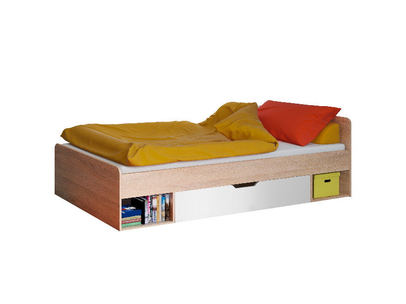 Egyszemélyes ágy 90 cm Terrell (szonoma tölgy + fehér) (matrac és ágyrács nélkül)