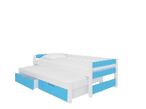 Széthúzható gyerekágy 200x90 cm Fifo (ágyráccsal és matraccal) (fehér + kék)