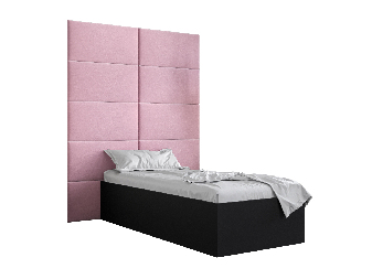 Egyszemélyes ágy kárpitozott fejtámlával 90 cm Brittany 1 (matt fekete + rózsaszín) (ágyráccsal)
