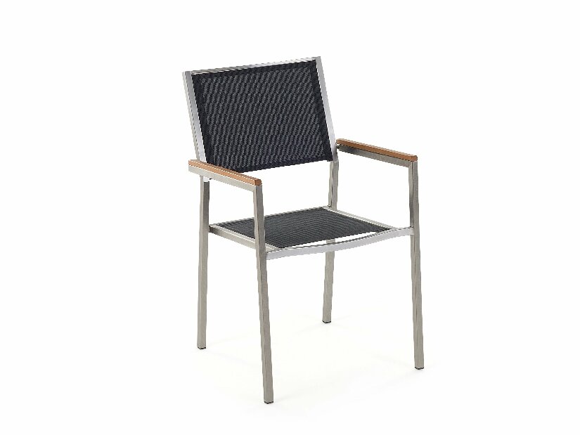 Kerti étkező szett Grosso (grafit) (üveglappal 180x90 cm) (fekete szék)