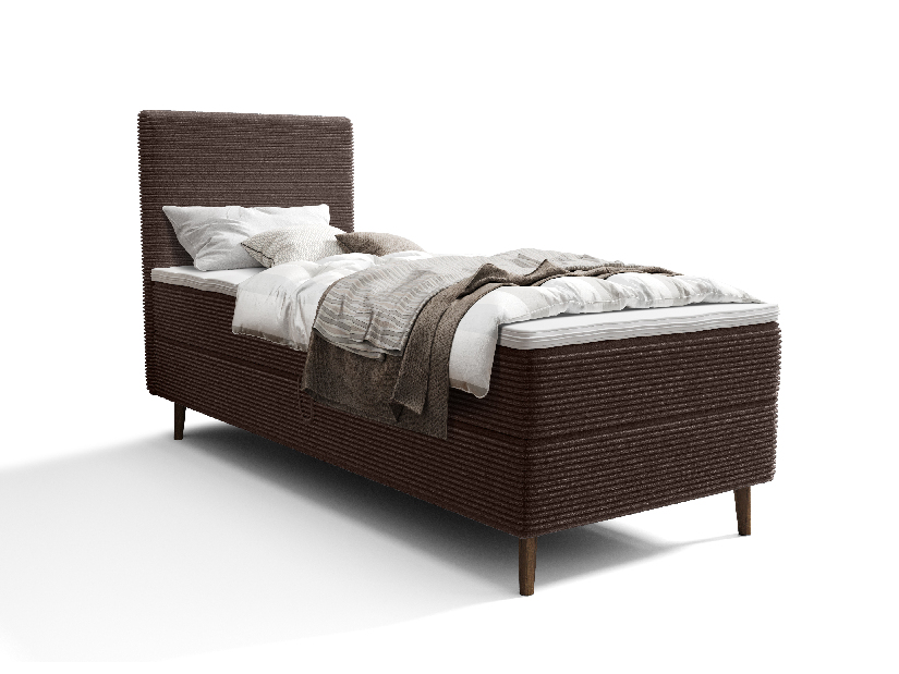 Egyszemélyes ágy 80 cm Napoli Bonell (barna) (ágyráccsal, tárolóhellyel)