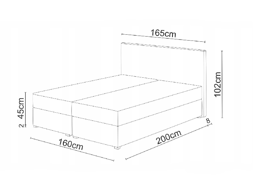 Franciaágy Boxspring 160x200 cm Karum (ágyráccsal és matraccal) (szürke)