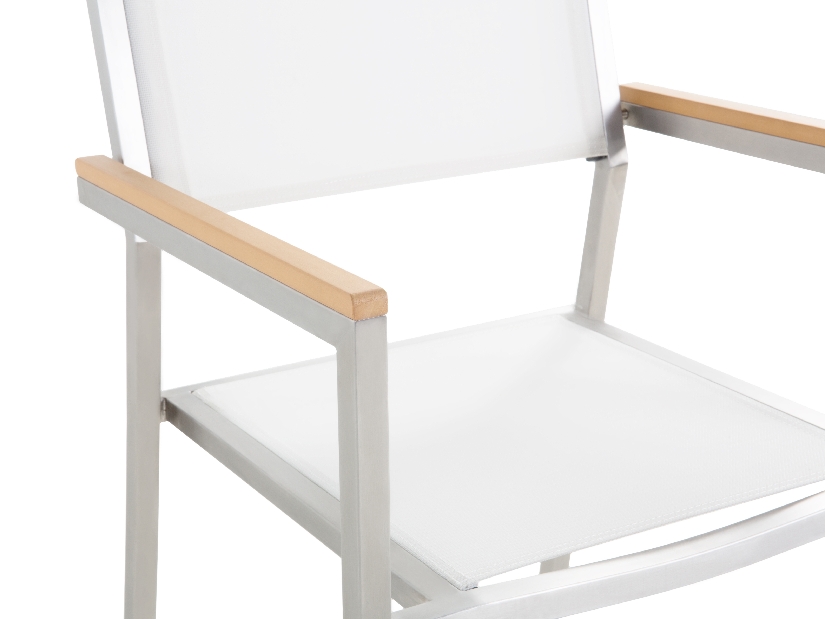 Kerti étkező szett Grosso (fehér) (üveglappal 220x100 cm) (fehér szék)
